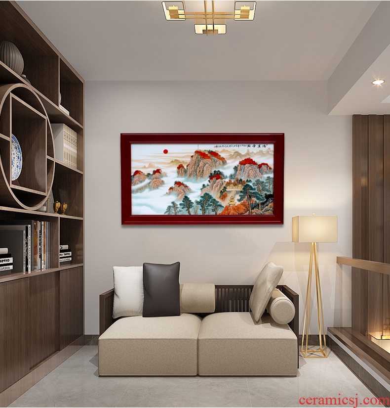 Porch light decoration key-2 luxury sitting room of Chinese style corridor murals jingdezhen hand - made porcelain plate painting hangs a picture hanging screen Porch