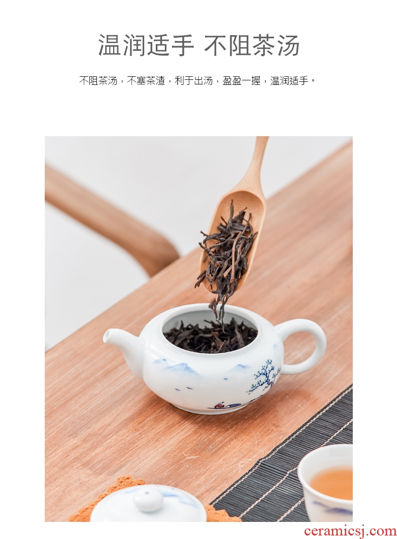 Qiu time white porcelain hand - made kung fu tea set household contracted teapot tea to modern ceramic teapot tea