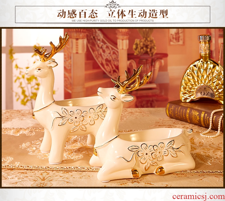 Home decorative furnishing articles European ceramic keys to receive dish the girlfriends version into gifts deer furnishing articles of jewelry