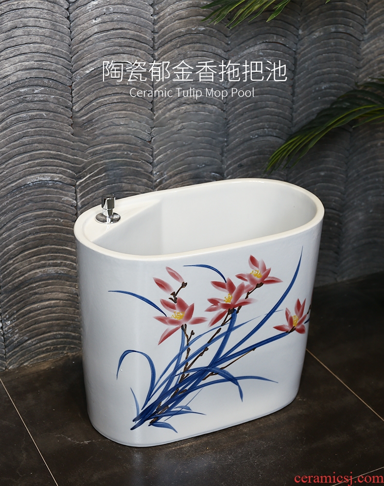 Koh larn, qi hand-painted ceramic mop pool home wash basin bathroom floor mop pool mop mop pool size