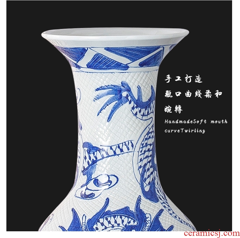 Jingdezhen ceramics archaize crack jun porcelain glaze white borneol big vase modern living room furniture decoration pieces - 42058694147