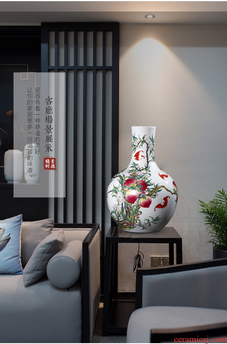 Jingdezhen ceramics of large red vase hotel opening Chinese flower arranging sitting room adornment office furnishing articles - 601690549167