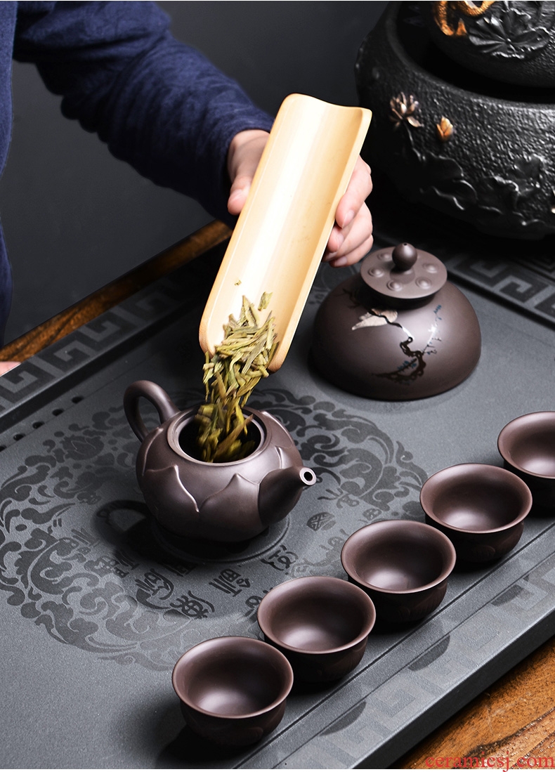 It still lane of a complete set of violet arenaceous kung fu tea set suit household lazy xi shi pot of ceramic cups accessories single pot of the teapot