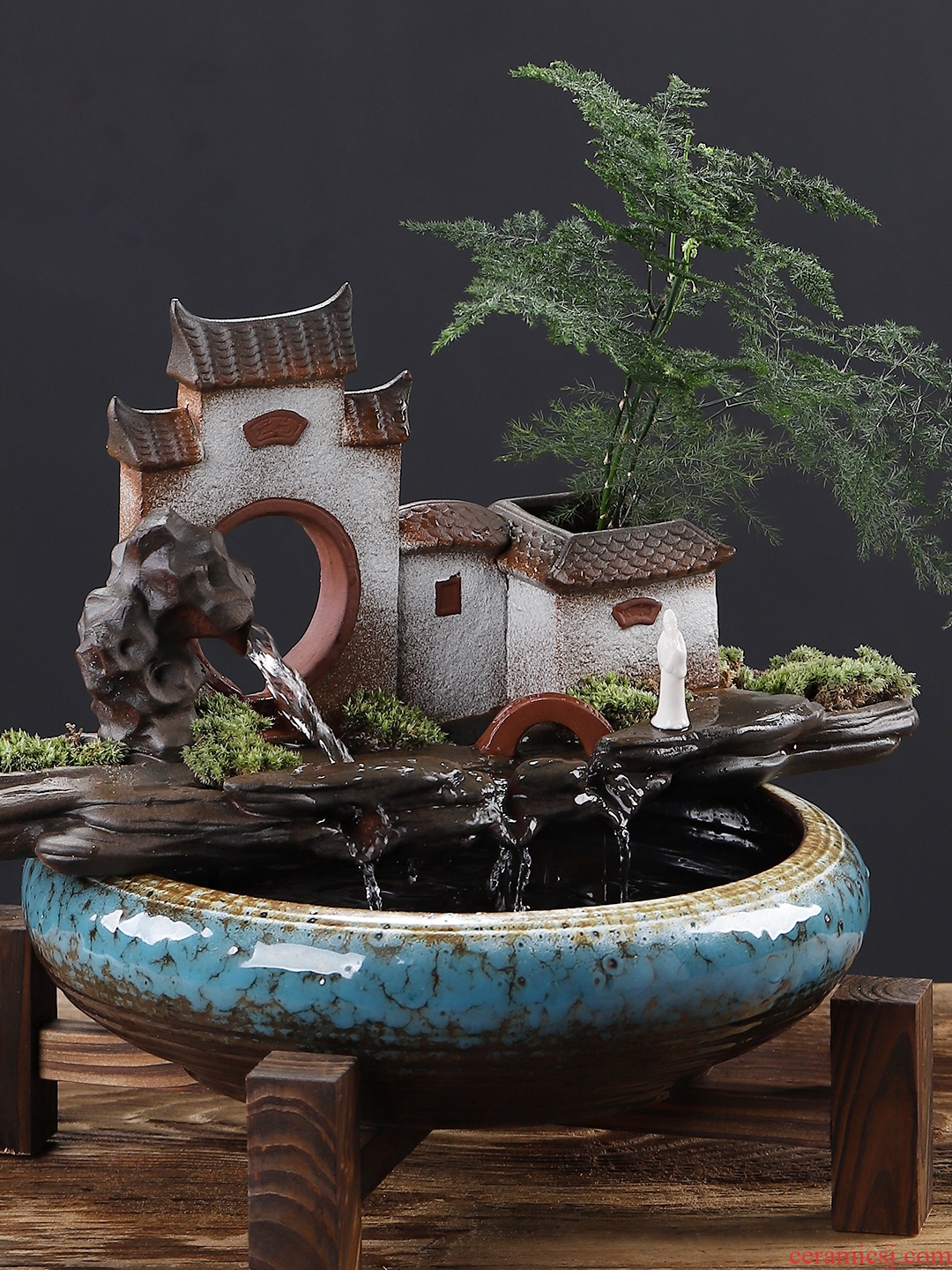 Oriental clay ceramic feng shui plutus furnishing articles household indoor TV ark sitting room aquarium water humidification ornaments
