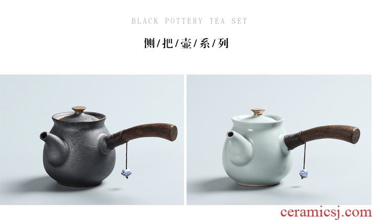 Side as the of your up kung fu tea set ceramic teapot single pot of ebony handle Side filtration pot of the pot of single pot