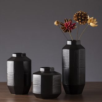 The new 2019 jingdezhen ceramic vases, I and contracted zen retro black dry flower vases, sitting room furnishing articles