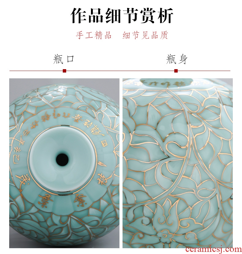 Ruby red jingdezhen ceramics up crack of large vase home sitting room study classical adornment furnishing articles - 602758070166