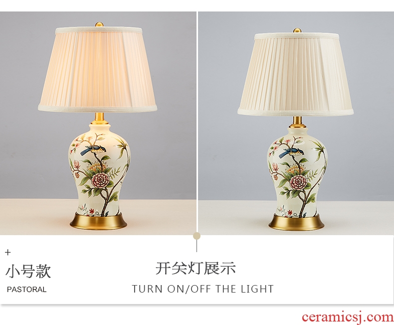 American desk lamp lamp of bedroom the head of a bed the sitting room is between the example of Europe type restoring ancient ways of new Chinese style garden villa whole copper ceramic lamp