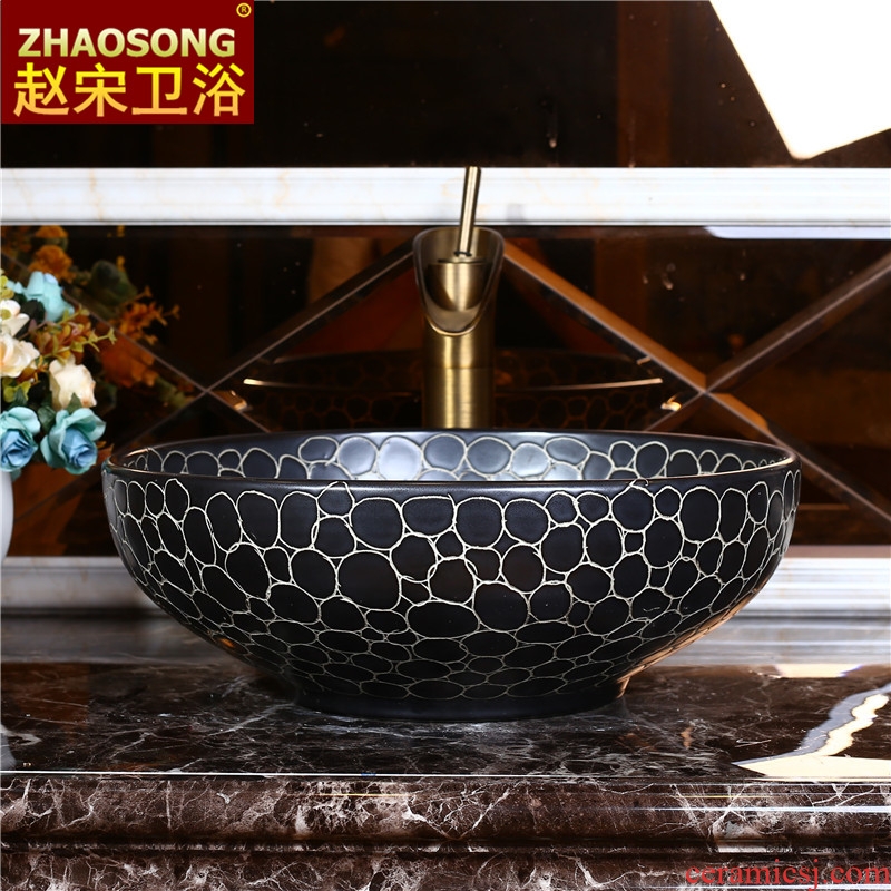 Jingdezhen Chinese archaize ceramic art basin round toilet lavabo balcony sink of the basin that wash a face on stage