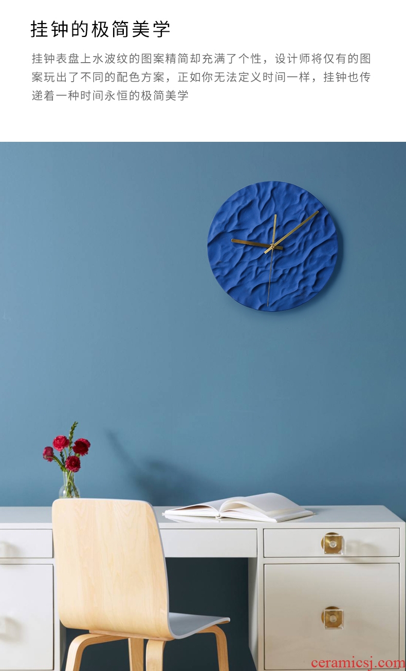 Nordic light designer home sitting room key-2 luxury ceramic wall clock clock creative ultra - quiet bedroom adornment fashion and move