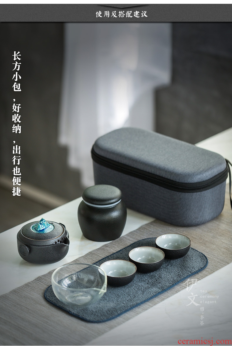 Evan ceramic portable crack kung fu tea sets tea pot cup travel is suing contracted a pot of three cups