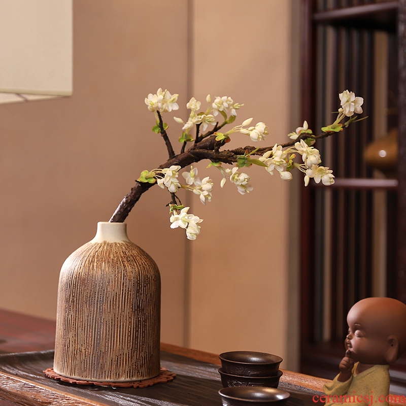 Ceramic POTS dry flower vase planting soil restoring ancient ways is sitting room decorate ceramic flower implement zen coarse TaoYingChun floral decorations