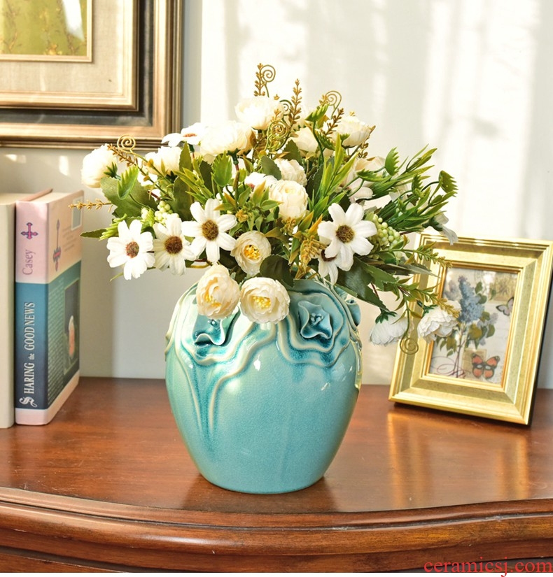 Murphy 's European modern creative ceramic flower vases, hand knead ice crack glaze sitting room bedroom home furnishing articles floral outraged