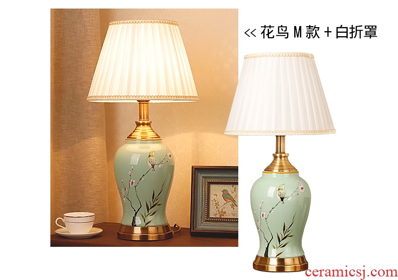 New Chinese style ceramic desk lamp classical home sitting room bedroom study bedroom adornment wedding carried this bedside lamp