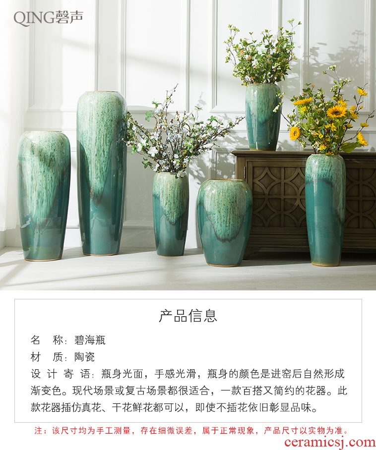 Jingdezhen ceramics archaize ears of large blue and white porcelain vase sitting room adornment of new Chinese style porch place - 585521808315