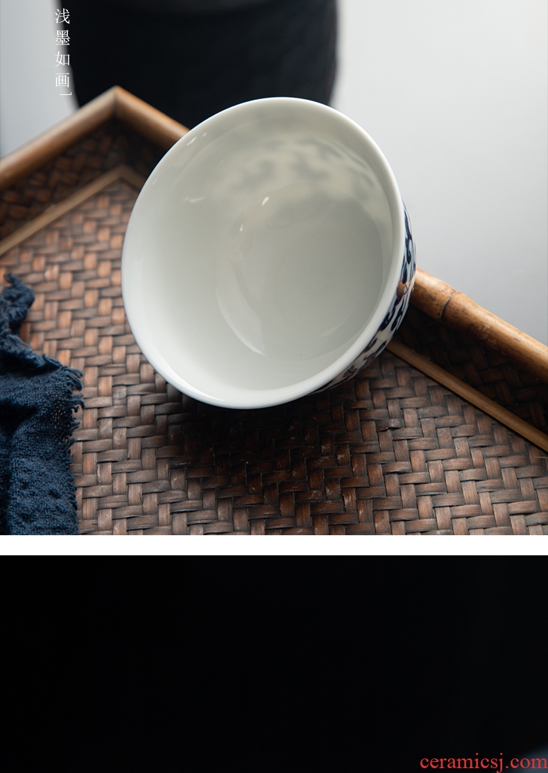 Jingdezhen ceramic hand-painted sample tea cup maintain blue master cup personal cup single cup kung fu tea cups small bowl