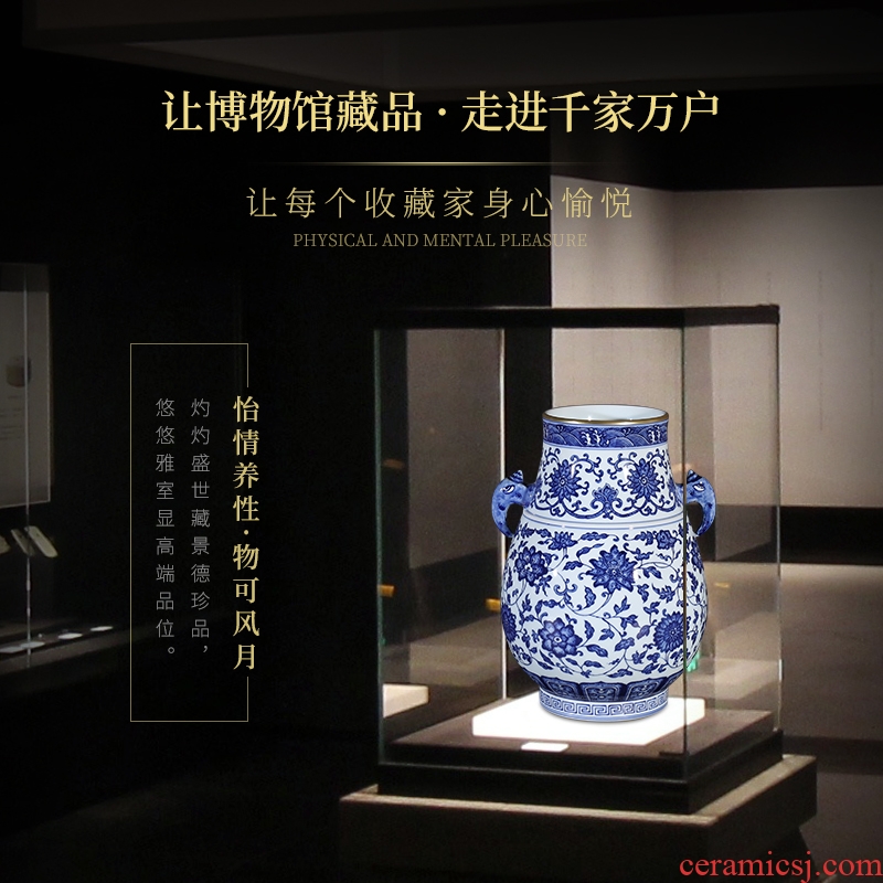 New Chinese style household vase antique blue and white porcelain in jingdezhen ceramics lily sitting room porch decoration furnishing articles