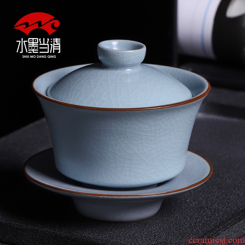 Kung fu tea set suits your kiln slicing can raise the ice crack household jingdezhen ceramic tureen office tea cups