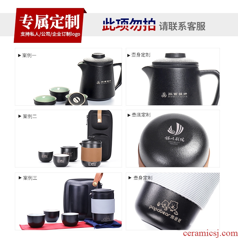 Travel Tang Xian kung fu tea set ceramic Japanese contemporary and contracted tea portable tea, a pot of two cups of black