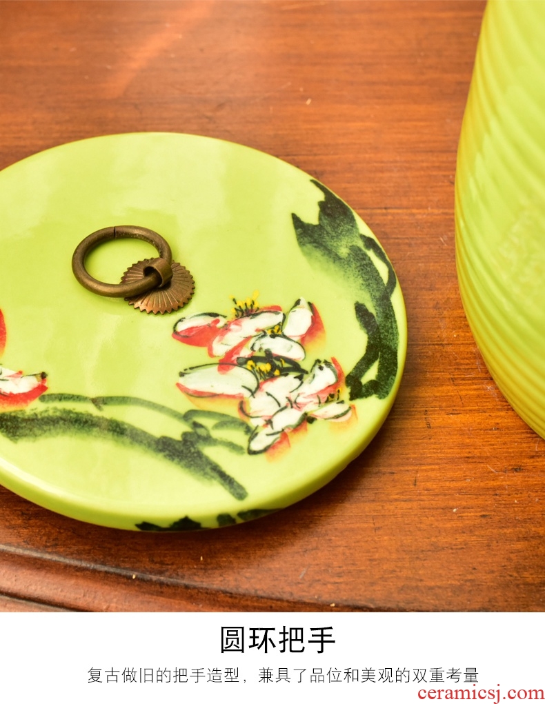 Murphy jingdezhen hand-painted ceramic vase furnishing articles new Chinese creative storage tank caddy candy jar