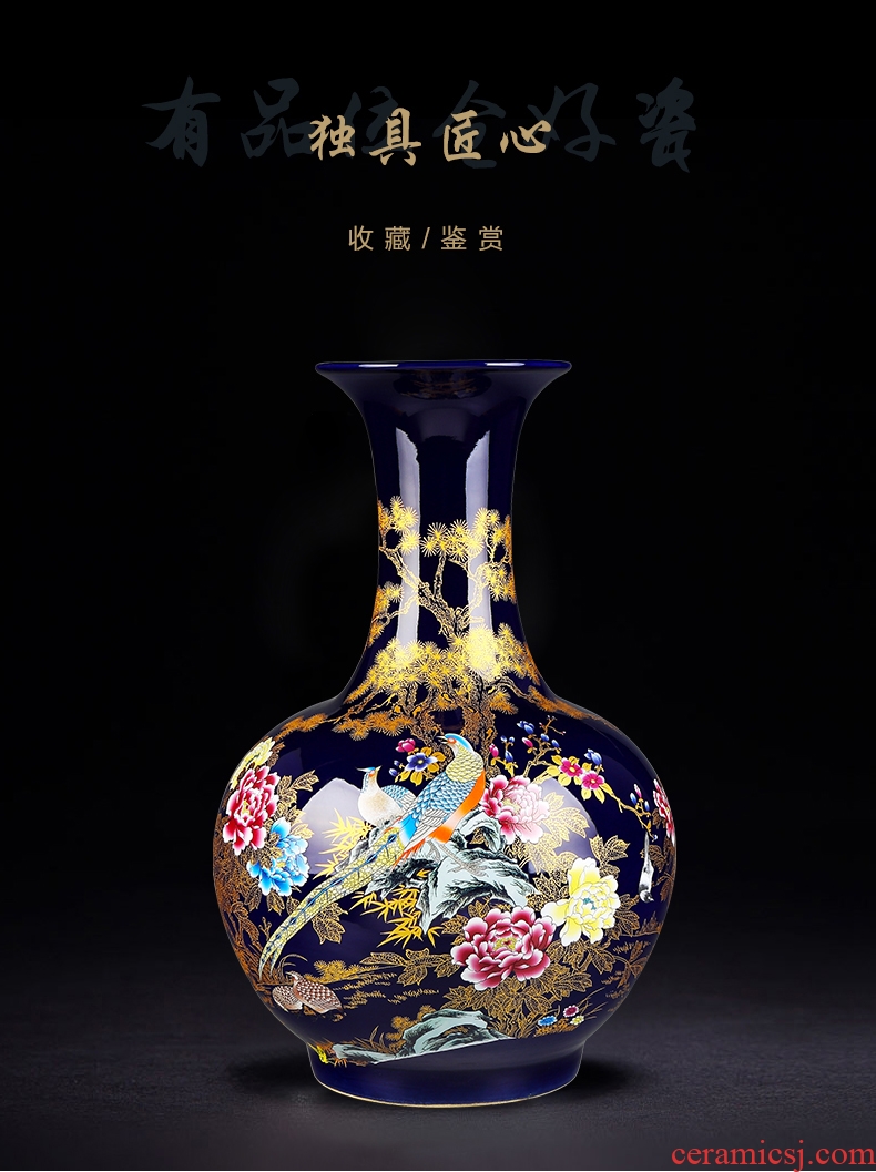 Jingdezhen ceramics colored enamel landing large gourd vases, feng shui living room home furnishing articles - 598332060952