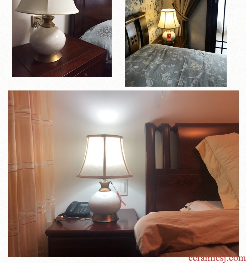 American desk lamp ceramic decoration art designer copper whole sitting room is I and contracted pure color bedroom lamps and lanterns of the head of a bed