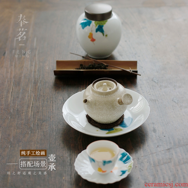 Serve tea handmade ceramic household pot bearing dry machine supporting bearing restoring ancient ways of hand-painted gourd tea pot small circle
