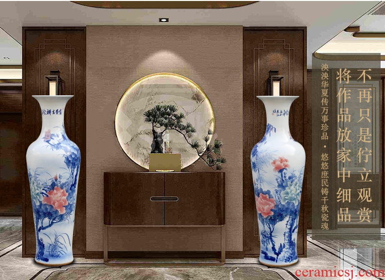 Jingdezhen ceramic vase qingming scroll large vases, antique vase gift furnishing articles furnishing articles sitting room the contributor of large - 586485215973