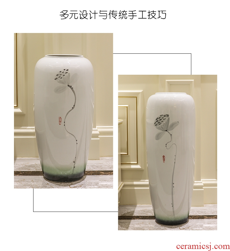 Jingdezhen ceramic hand - made pastel ensemble of large vase home sitting room hotel Chinese large - sized furnishing articles - 585130520325