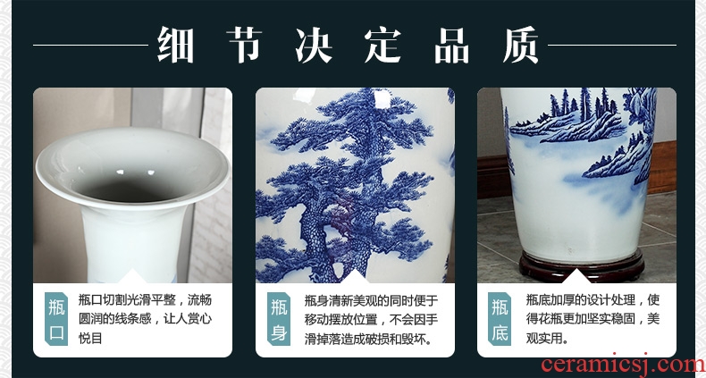 Jingdezhen blue and white porcelain ceramics from the French hotel opening modern Chinese flower arranging sitting room decoration vase furnishing articles - 534950677671