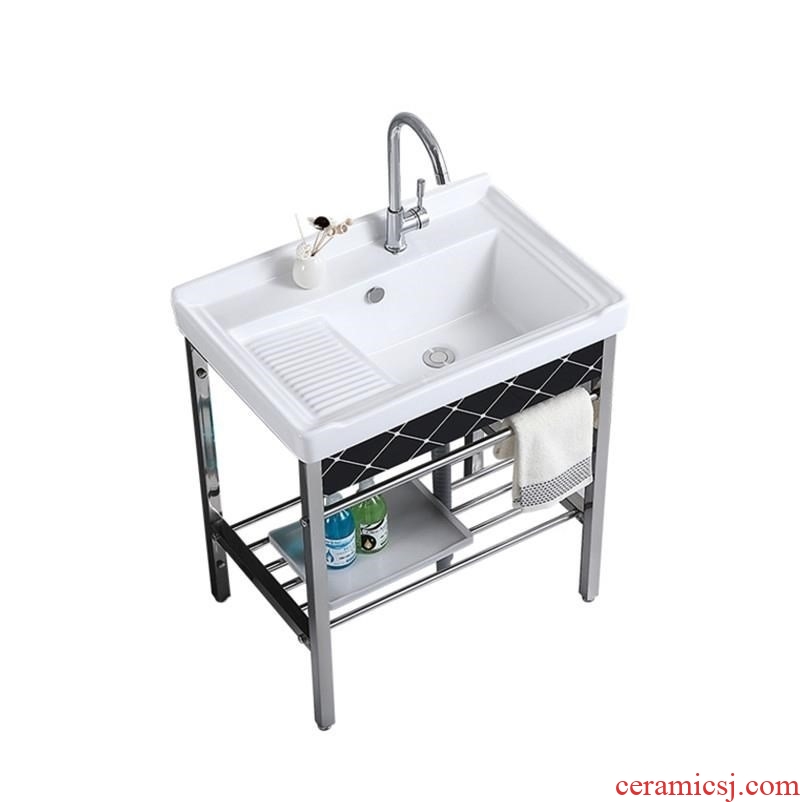 Sink tank with washboard bracket slot 60/70 cm80 basin basin laundry ceramic simple single slot pool balcony