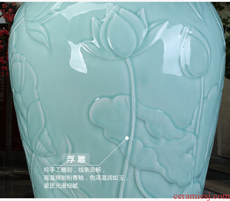 Blue and white porcelain of jingdezhen ceramics landing big vase sitting room adornment is placed hand - made ceramic vase furnishing articles - 602312829806