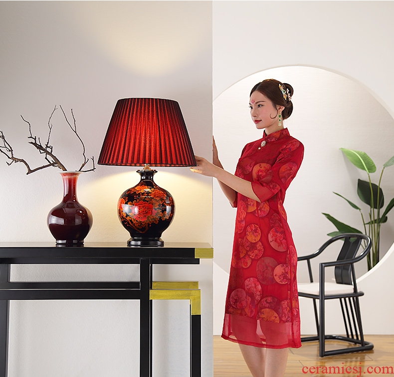 Lamp act the role ofing furnishing articles furnishing articles form a complete set of new Chinese style ceramic vase cut desktop art contemporary and contracted hand-painted ornaments