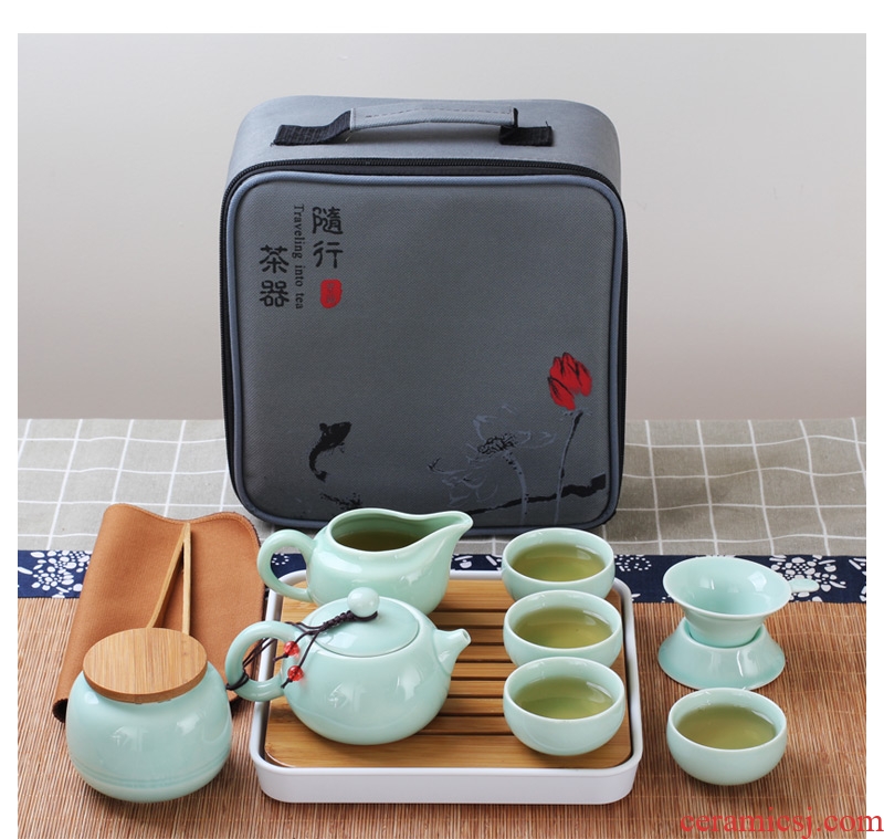 Travel kung fu tea set porcelain crack cup home your up with a pot of 22 man is suing portable bag in ceramics