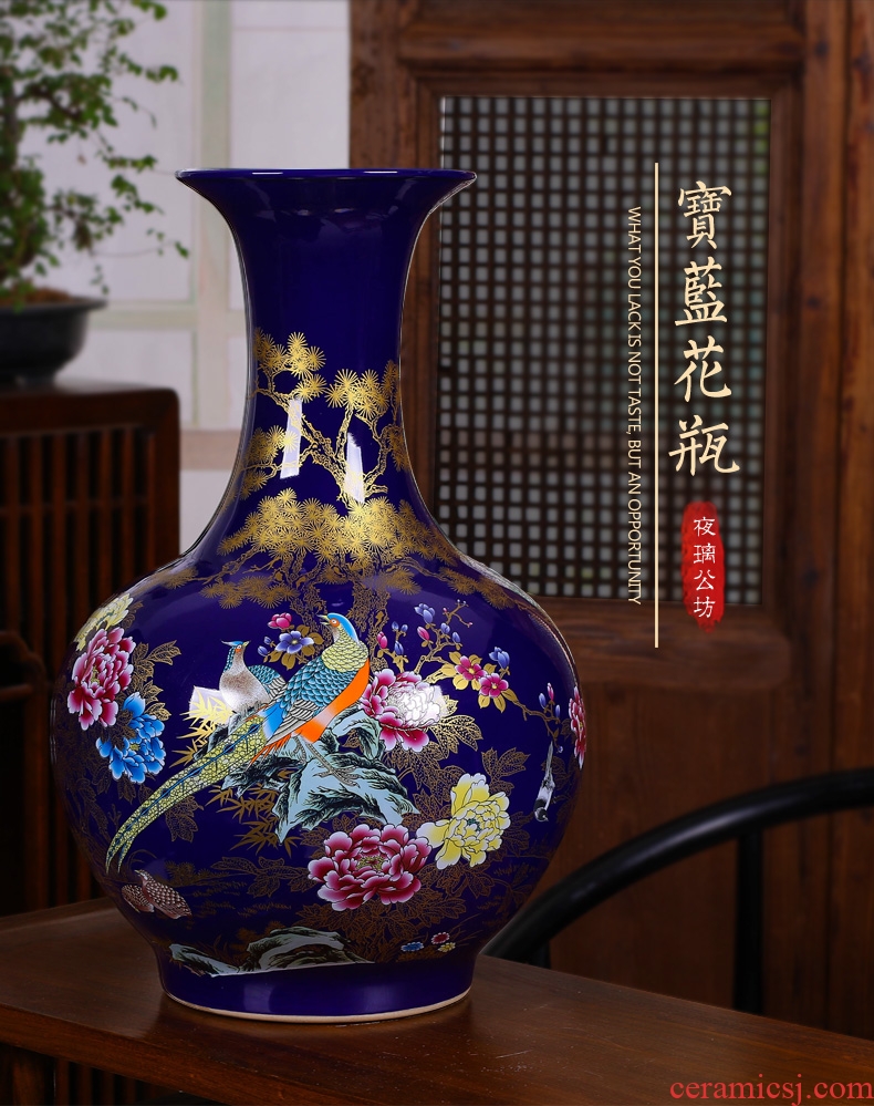 Jingdezhen blue and white porcelain general large pot sitting room place porch decoration of Chinese style household archaize ceramic vase - 604920724124