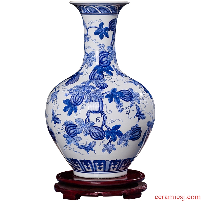 Jingdezhen ceramics antique blue and white porcelain vases, flower, modern home sitting room TV ark, crafts