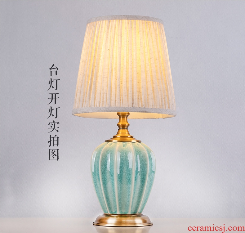 American desk lamp ceramic decoration art designers all copper solid color contemporary and contracted sitting room bedroom lamps and lanterns of the head of a bed