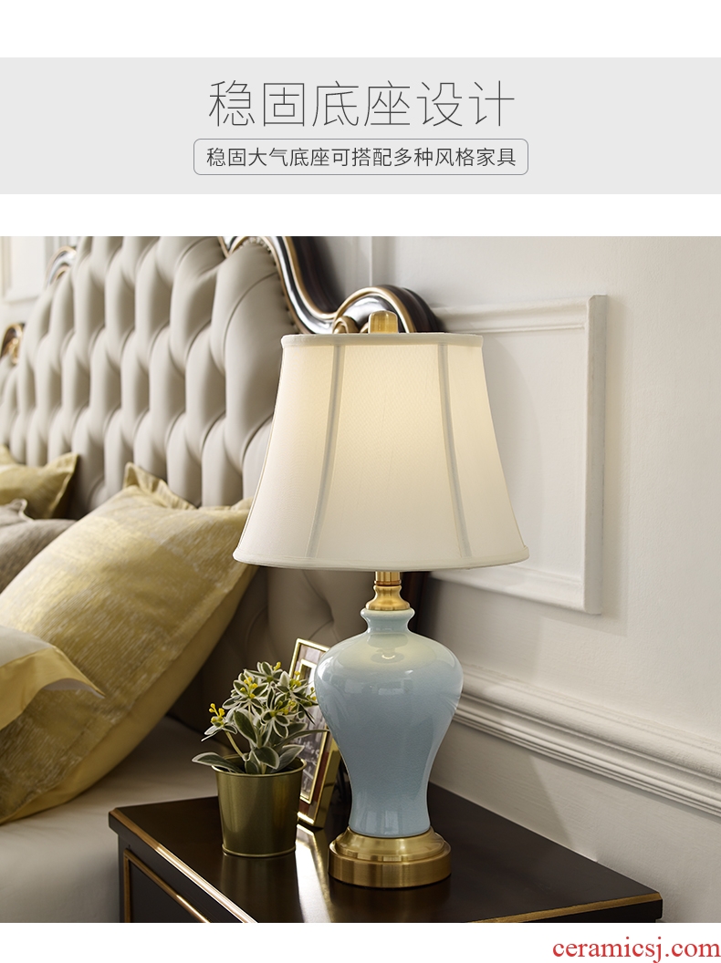 American desk lamp bedside lamp is contracted and I bedroom lamp light the key-2 luxury of jingdezhen ceramic ice crack sweet marriage