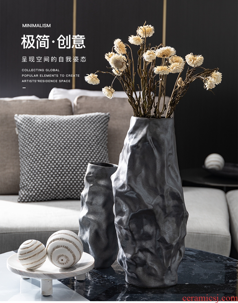 Chinese style restoring ancient ways is coarse ceramic club hotel furnishing articles sitting room window flower arrangement of large vase yulan flower POTS - 602682564811