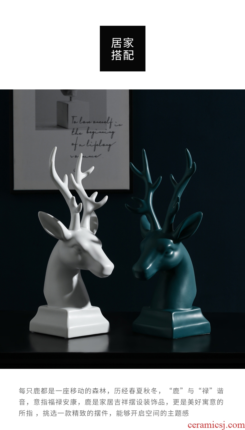 Nordic creative move ceramic sitting room TV ark, soft furnishing articles household adornment art deer head wine
