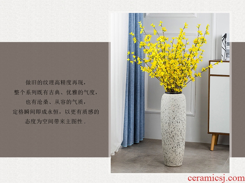 Large ceramic vase light key-2 luxury ground hotel villa living room the dried flower arranging furnishing articles retro nostalgia pottery decoration - 588161472215