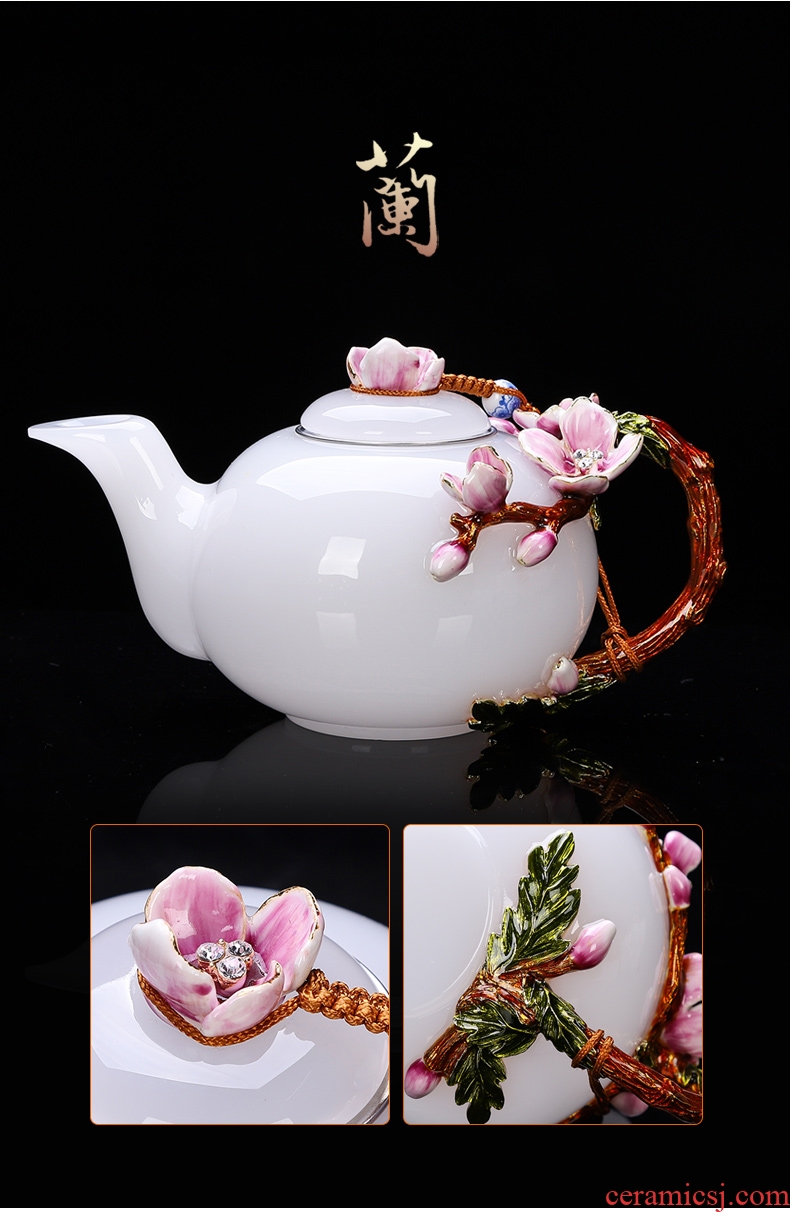 Tang Xian colored enamel porcelain kung fu tea set office creative ceramic tea set gift boxes 190231 cups