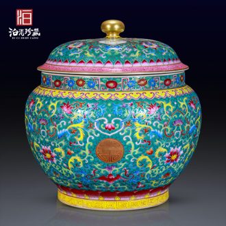 Archaize of jingdezhen ceramics colored enamel orb household decorative bottle study tea cover tank storage cover pot furnishing articles