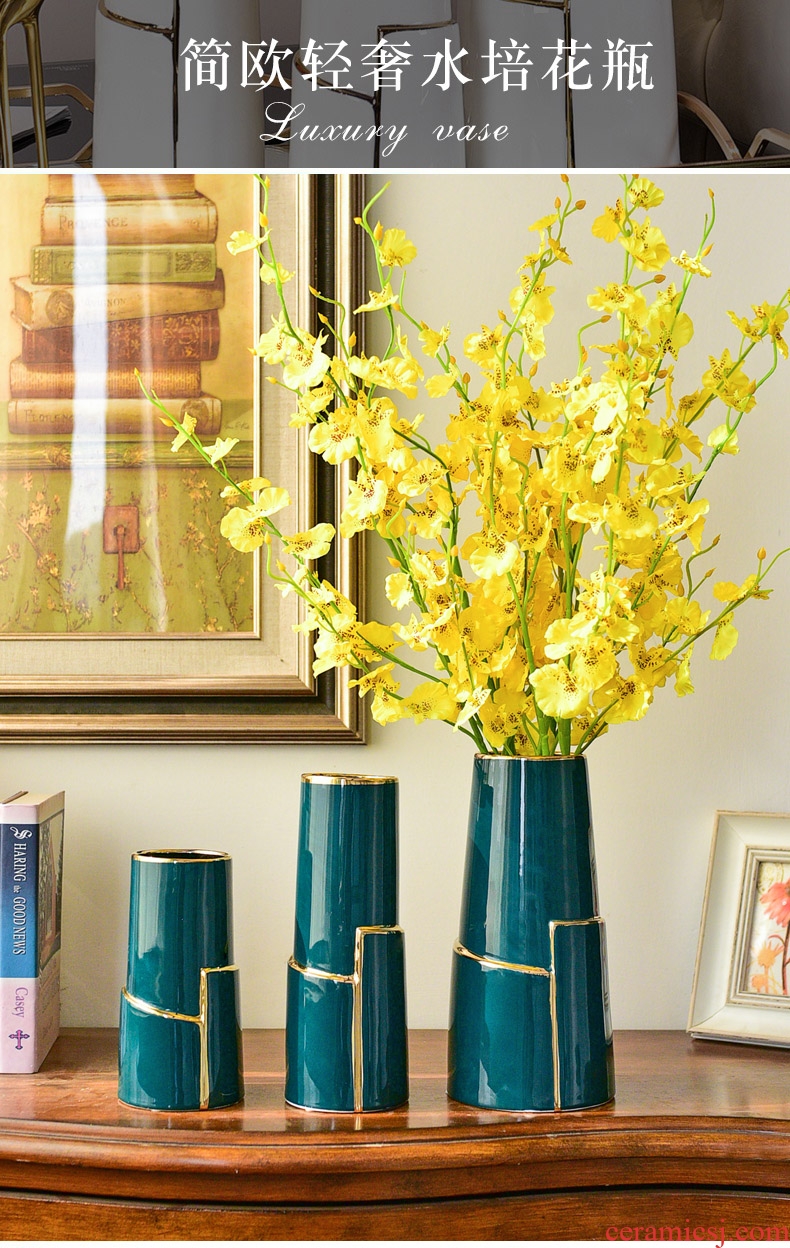 Light murphy european-style luxury creative ceramic vase hydroponic contemporary sitting room adornment simulation flower art flower arranging, furnishing articles