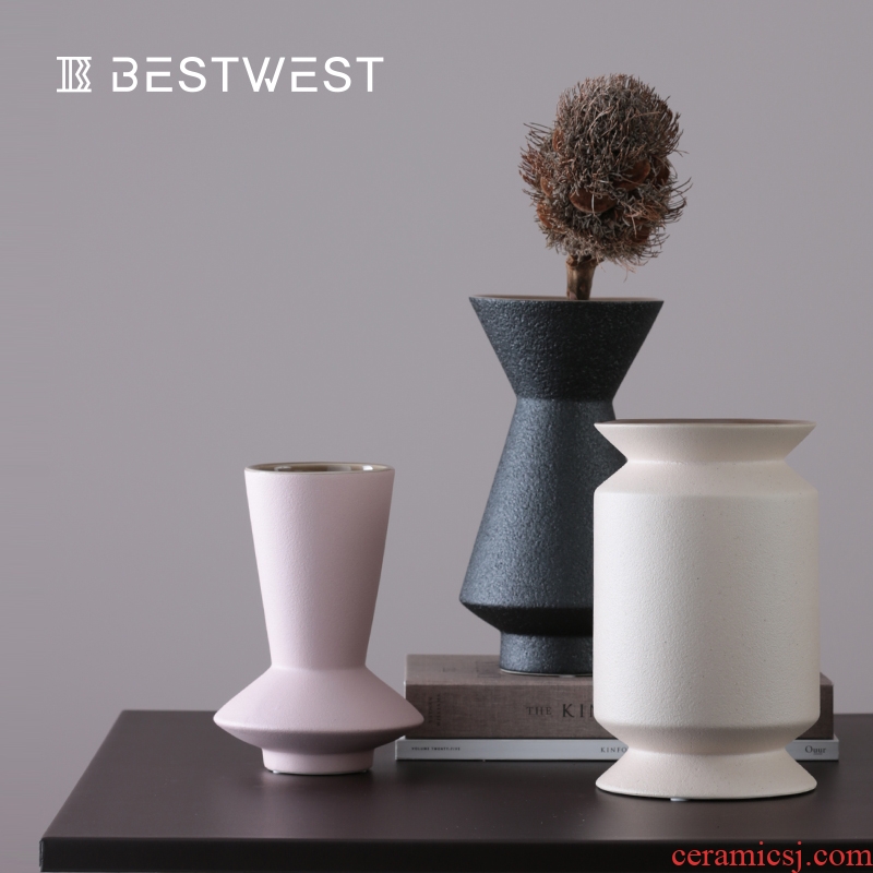 Creative morandi color ceramic vases, soft adornment art furnishing articles example room sitting room vase decoration light of luxury