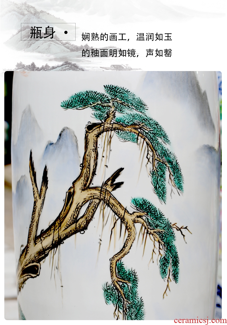 Jingdezhen vase of large sitting room porch hotel hand-painted ceramic famille rose large furnishing articles gifts