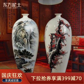 Oriental clay ceramic hand-painted vases furnishing articles new Chinese style household living room TV cabinet/MeiKaiWuFu ornament