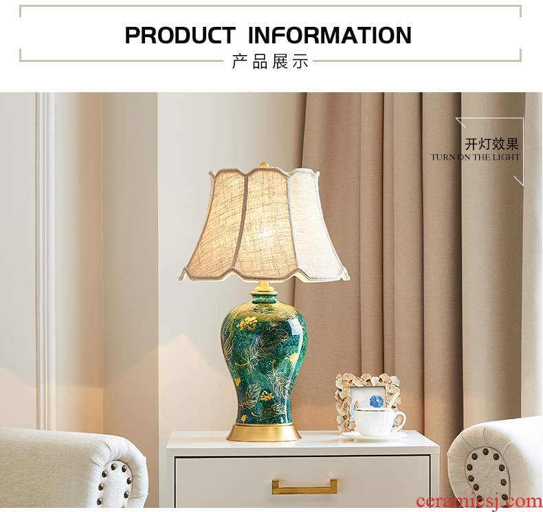 Ceramic lamp light American key-2 luxury European high - grade of new Chinese style restoring ancient ways Angle of what whole sitting room sofa copper lamp of bedroom the head of a bed