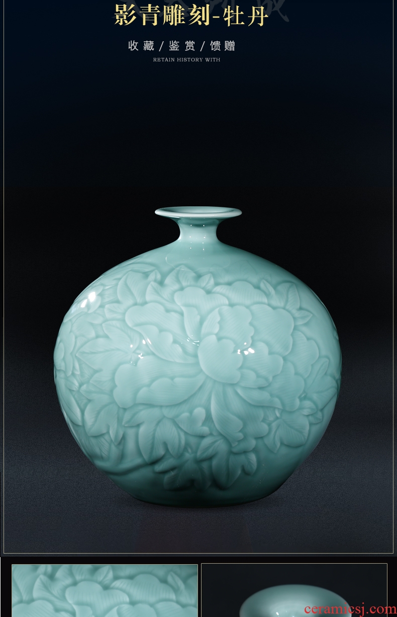 Jingdezhen ceramics China red peony vase of large Chinese style living room hotel decoration furnishing articles clearance - 603672679863