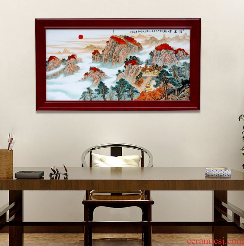 Porch light decoration key-2 luxury sitting room of Chinese style corridor murals jingdezhen hand - made porcelain plate painting hangs a picture hanging screen Porch